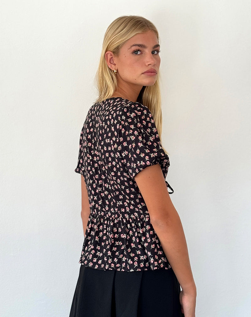 Immagine di Ajasi Blusa in Red Rose Ditsy Nero