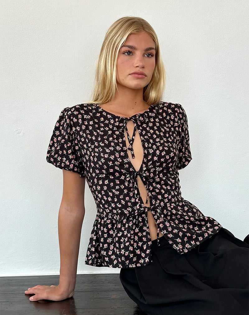 Immagine di Ajasi Blusa in Red Rose Ditsy Nero