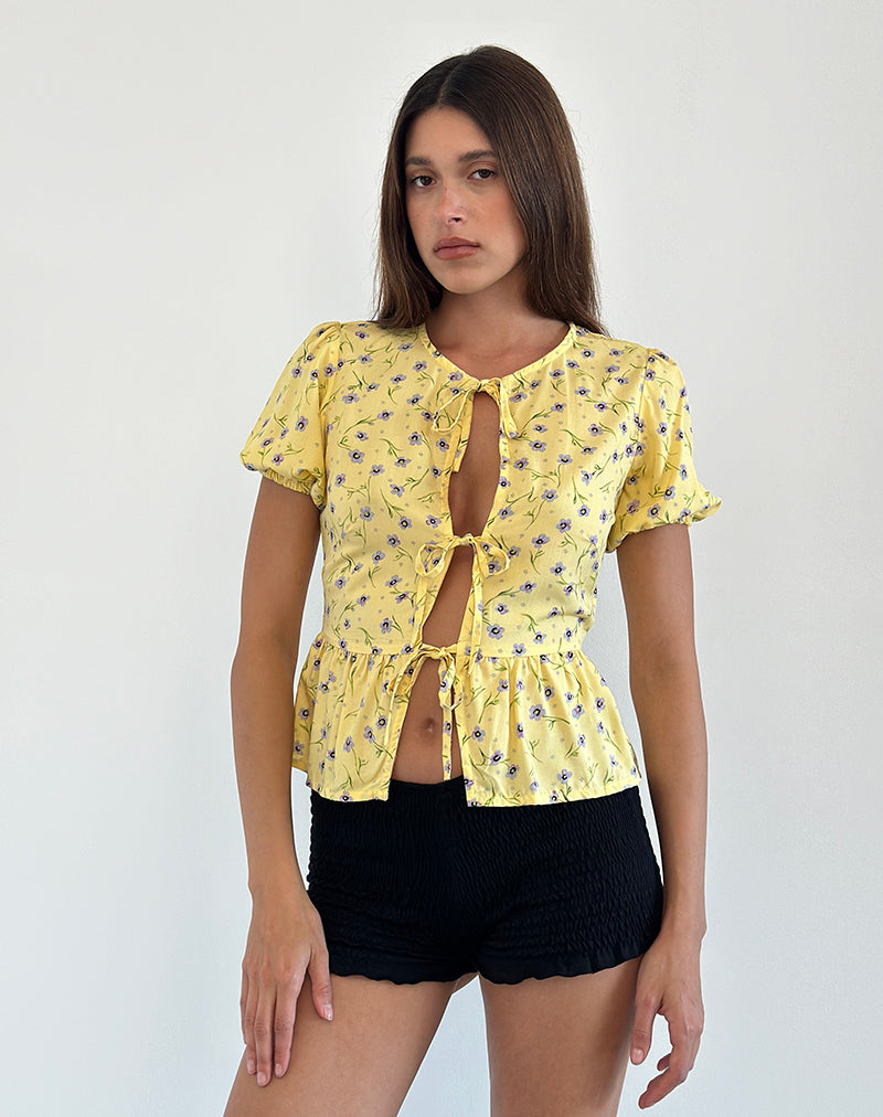 Immagine della blusa Ajasi in fiore selvatico Lemon Drop
