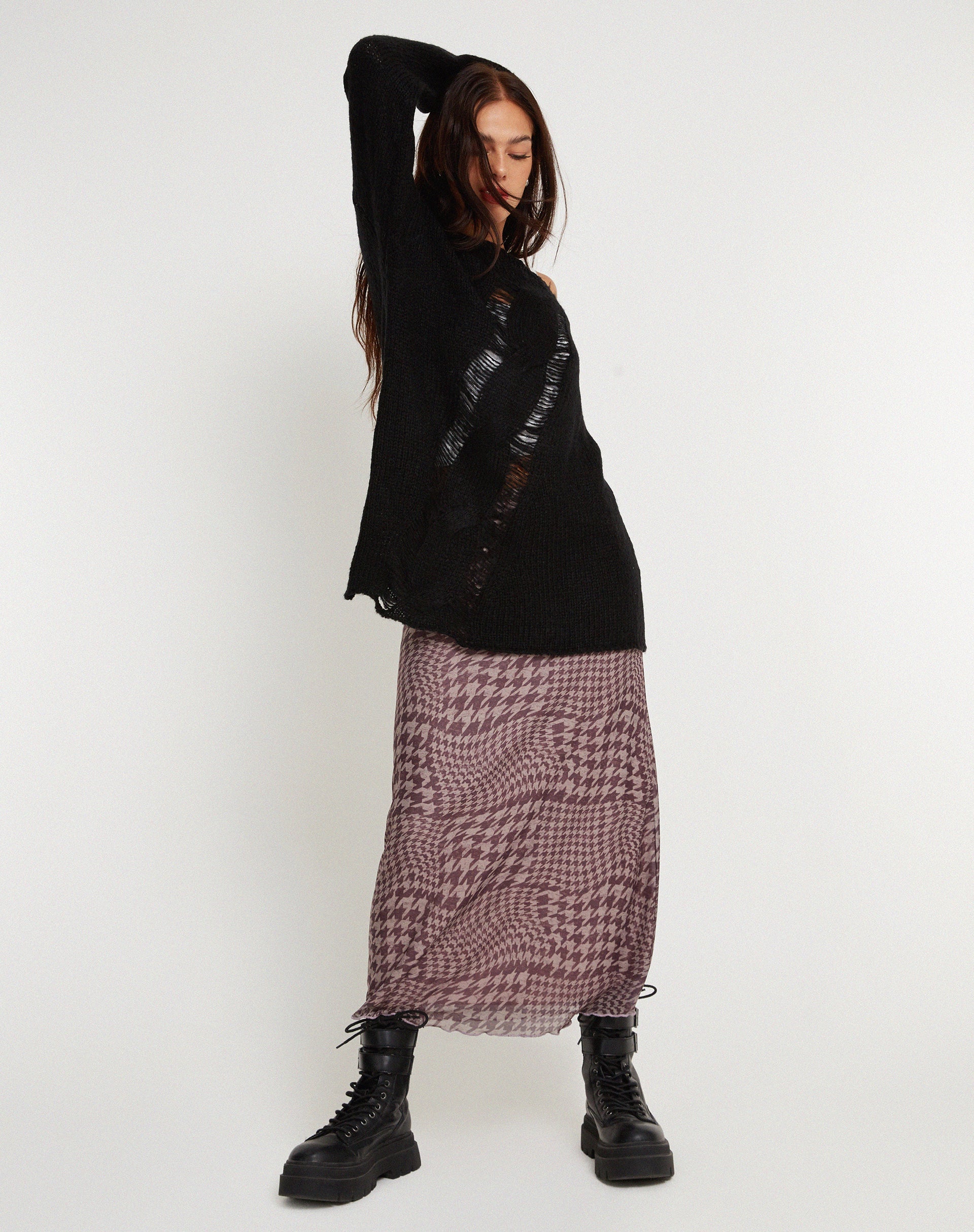 immagine di Akohara Laddered Knitted Top in nero