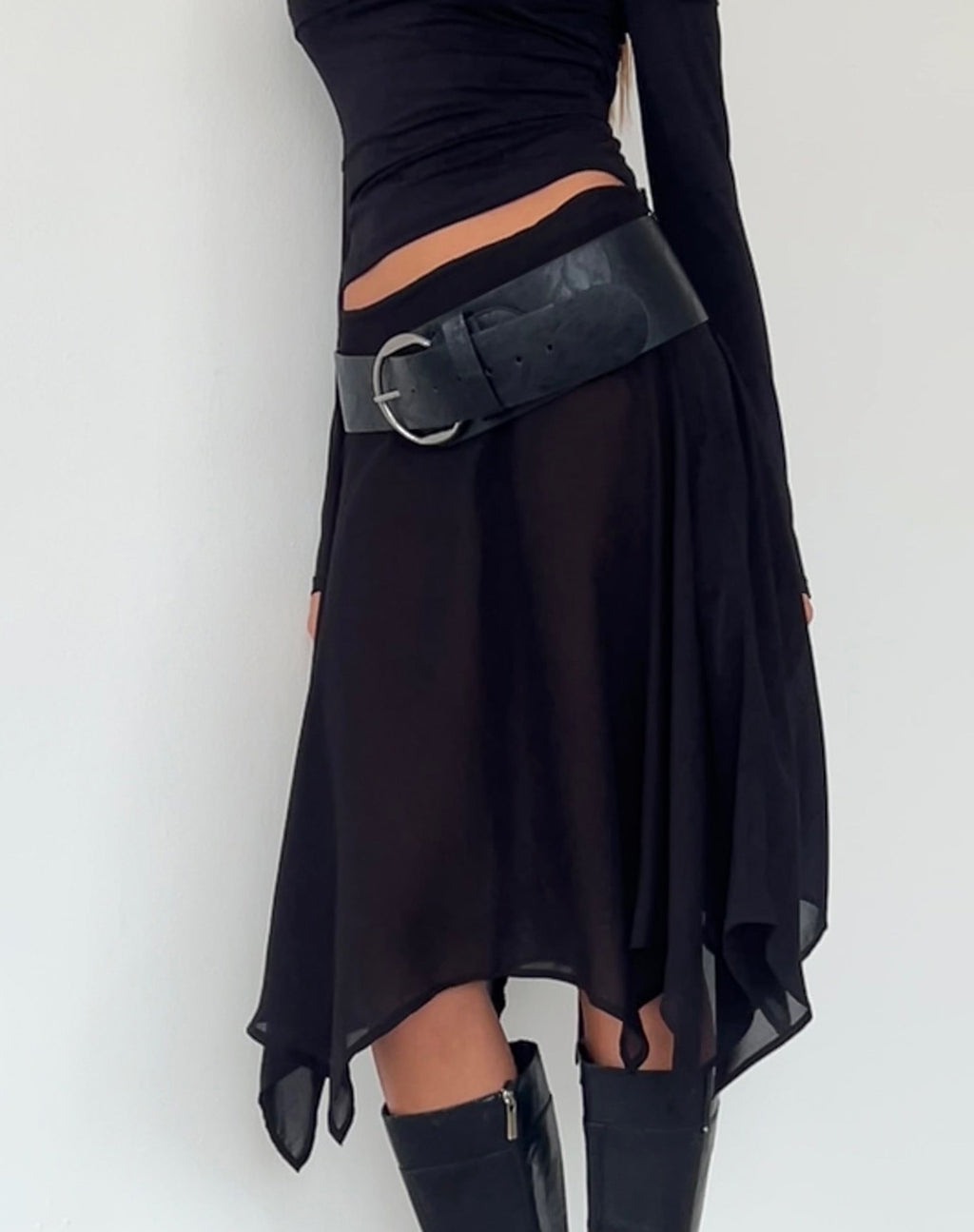 Gonna Albertha in chiffon nero
