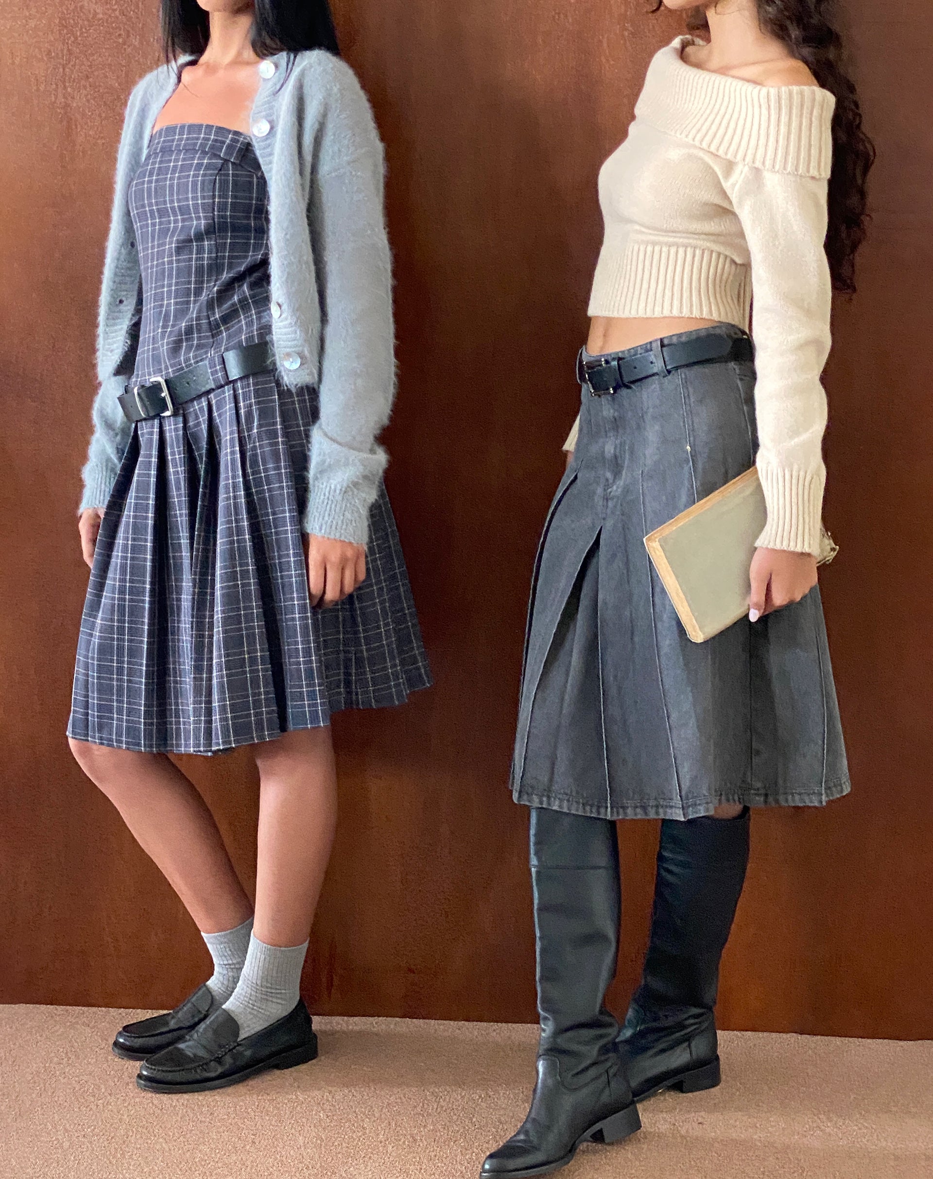 Immagine di Aldari Abito Midi a fascia Sartoriale Navy Check