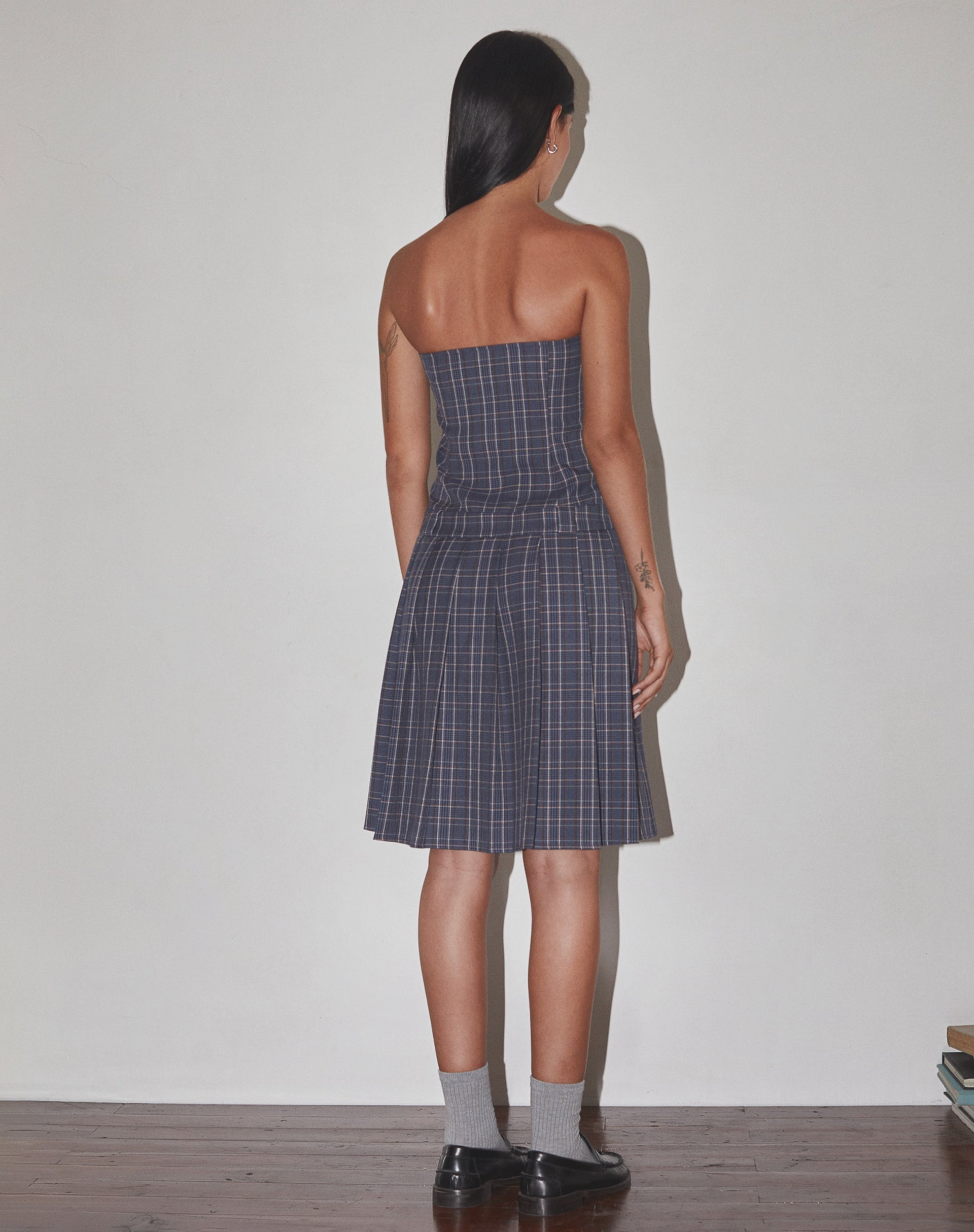Immagine di Aldari Abito Midi a fascia Sartoriale Navy Check