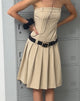 Immagine di Aldari Vestito midi a fascia in gessato sartoriale Tan