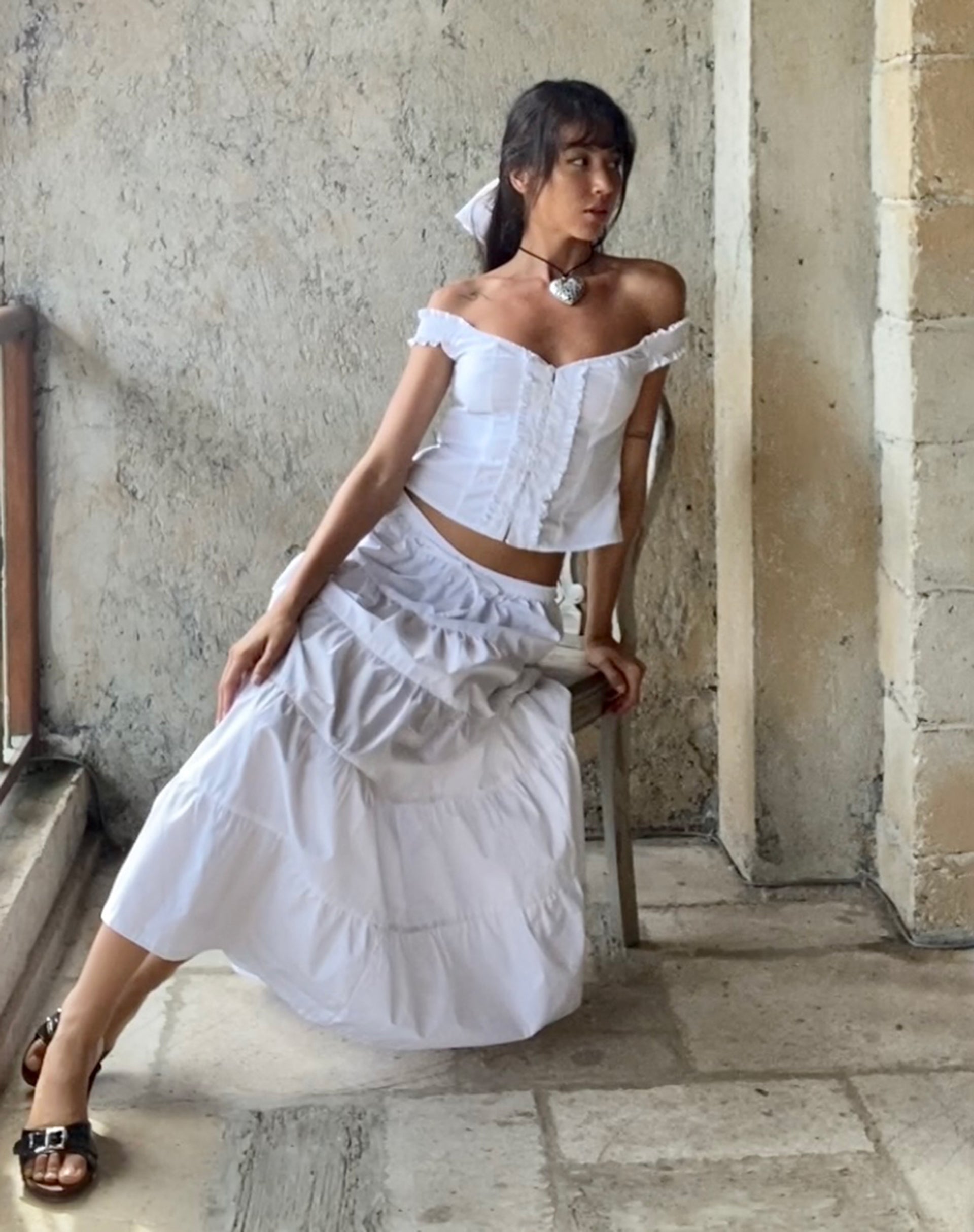 Immagine di Alderidge Bardot Corsetto Top in bianco