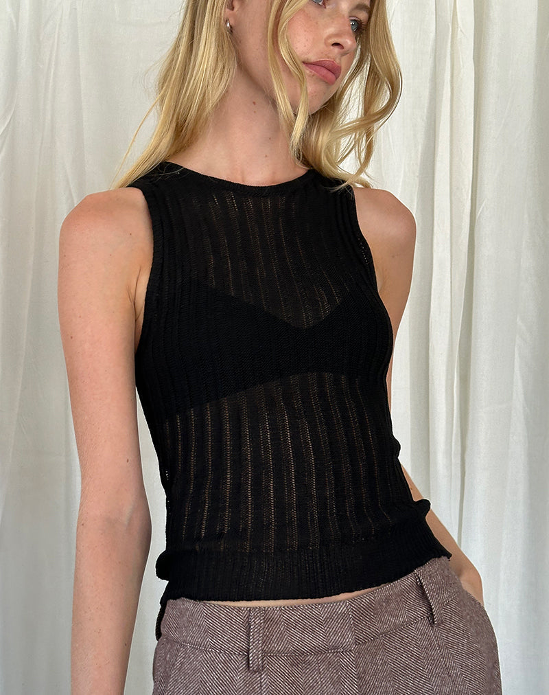 Gilet Alessia in maglia a coste larghe nero