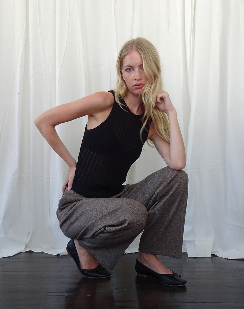 Gilet Alessia in maglia a coste larghe nero