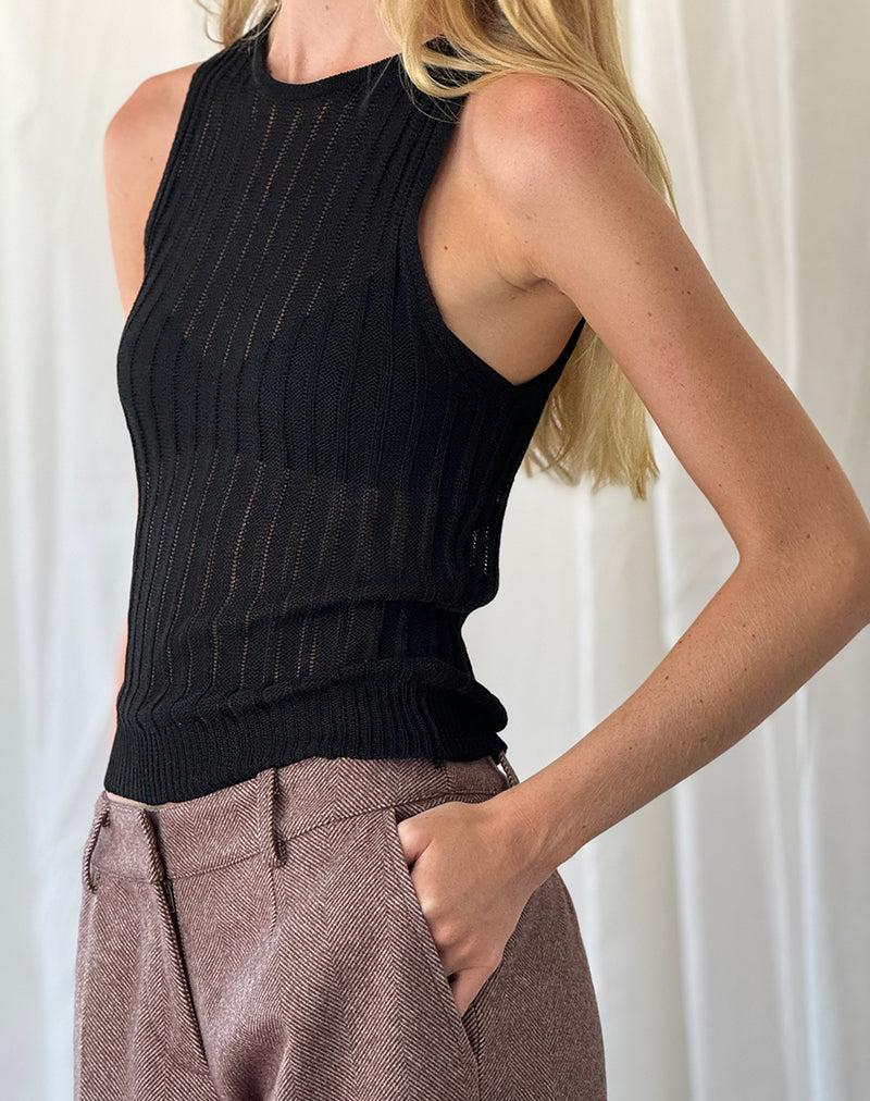 Immagine di Alessia Gilet Top in maglia a coste larghe Nero