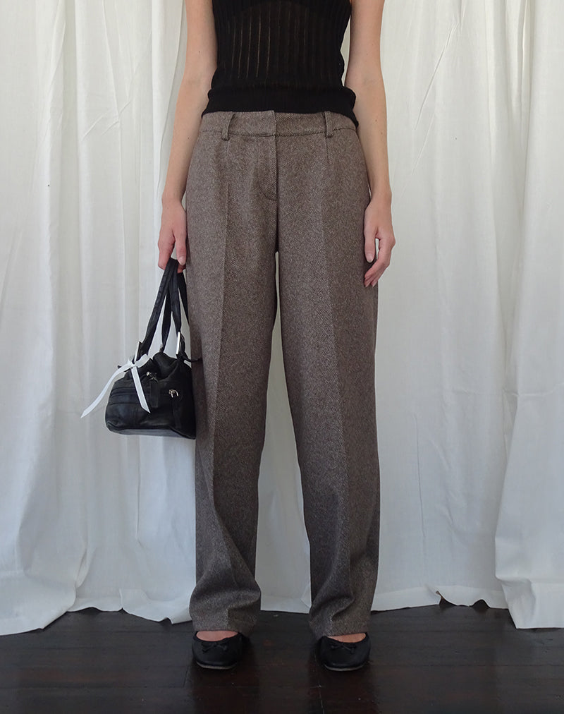 Immagine di Sirkia Pantaloni sartoriali a vita bassa in lana marrone scuro
