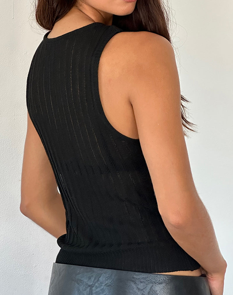 Immagine di Alessia Gilet Top in maglia a coste larghe Nero