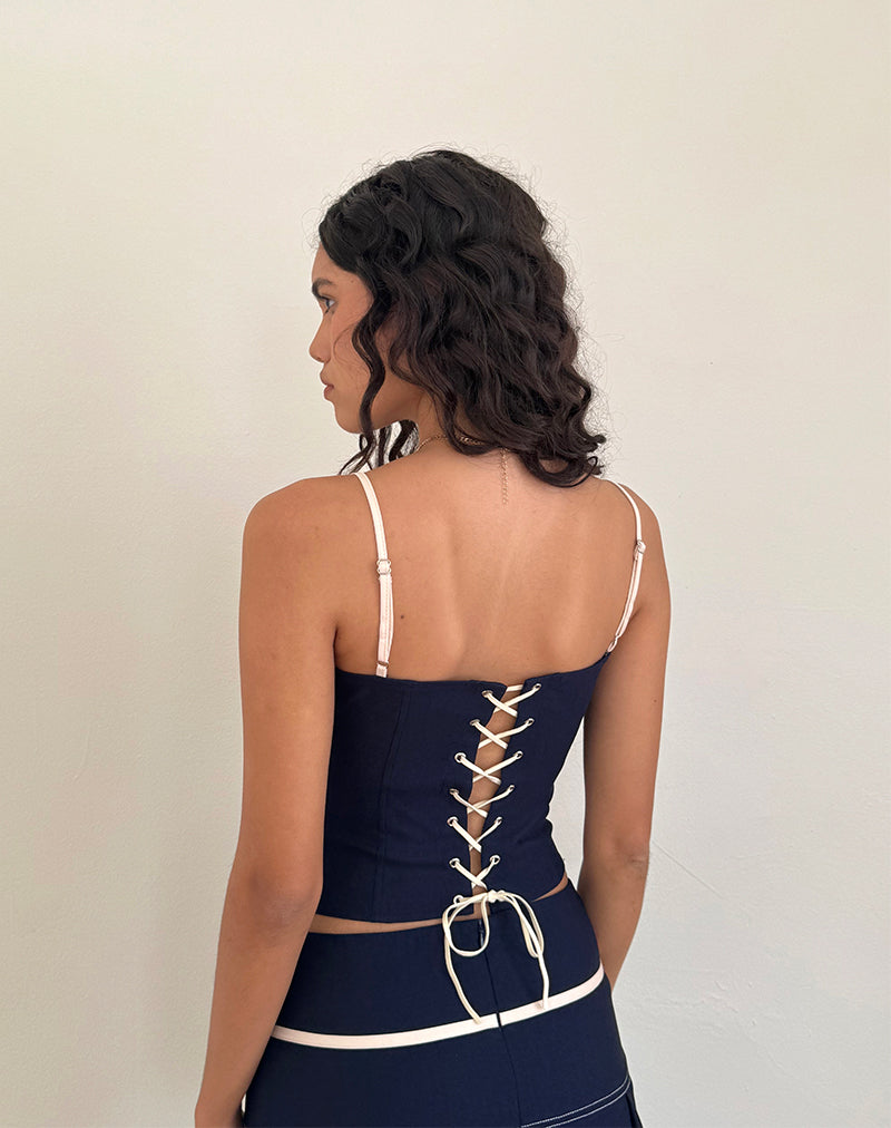 Alexa - Top con corsetto in blu