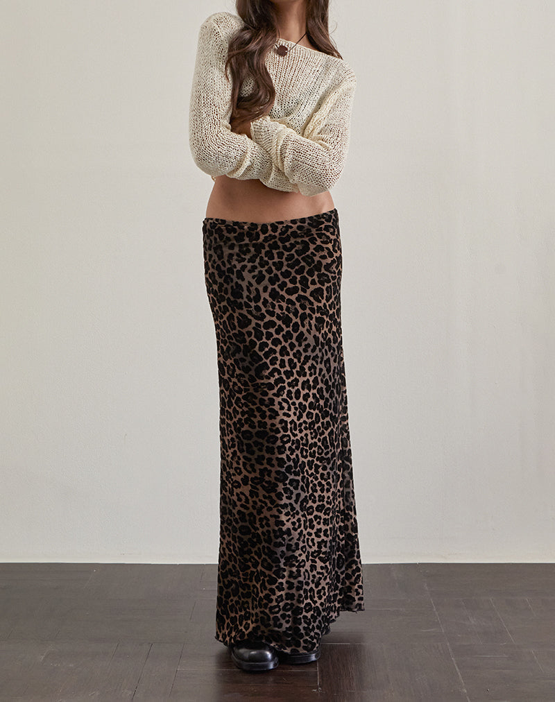 Maxi gonna Alfreda in maglia floccata Rar Leopard
