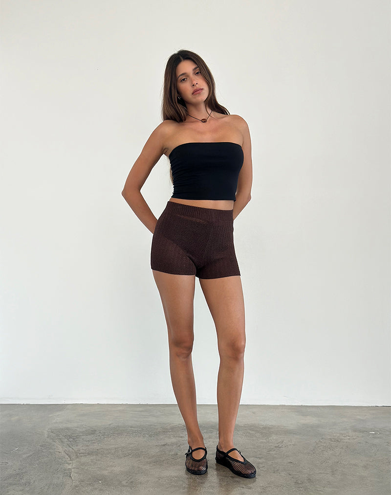 Immagine di Alina Short in maglia a coste larghe marrone