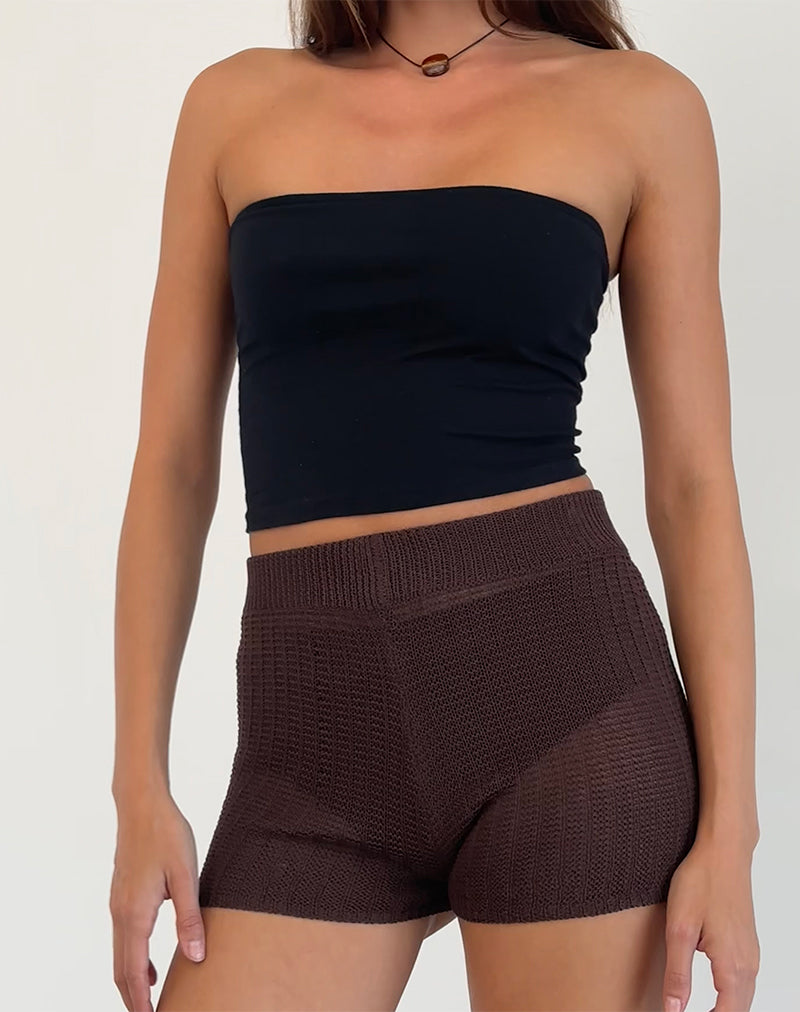 Immagine di Alina Short in maglia a coste larghe marrone