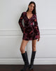 Immagini di Alitra Mini Dress in Floral Devore Burgundy