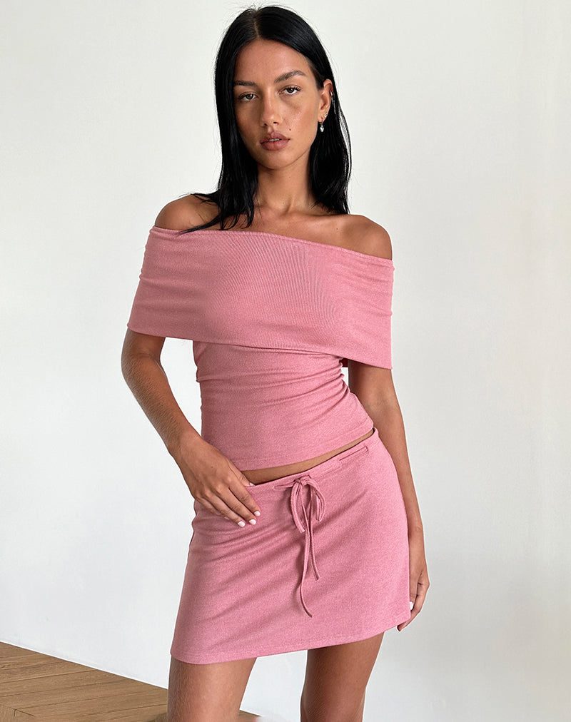 Minigonna Allea in maglia velata rosa scuro
