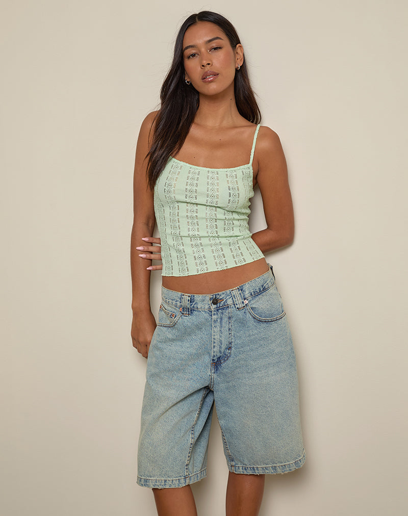 Immagine di Aluca Cami Top in pizzo Broderie Flower Mint