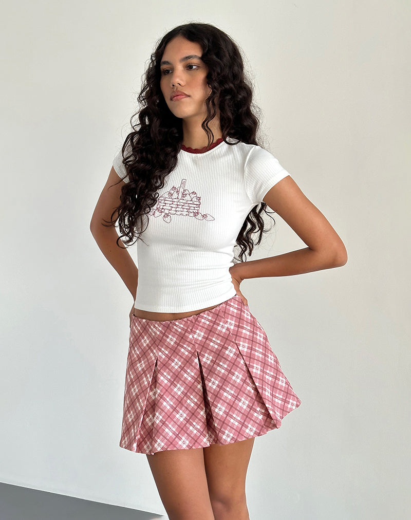 Minigonna a pieghe Alula in tartan rosa