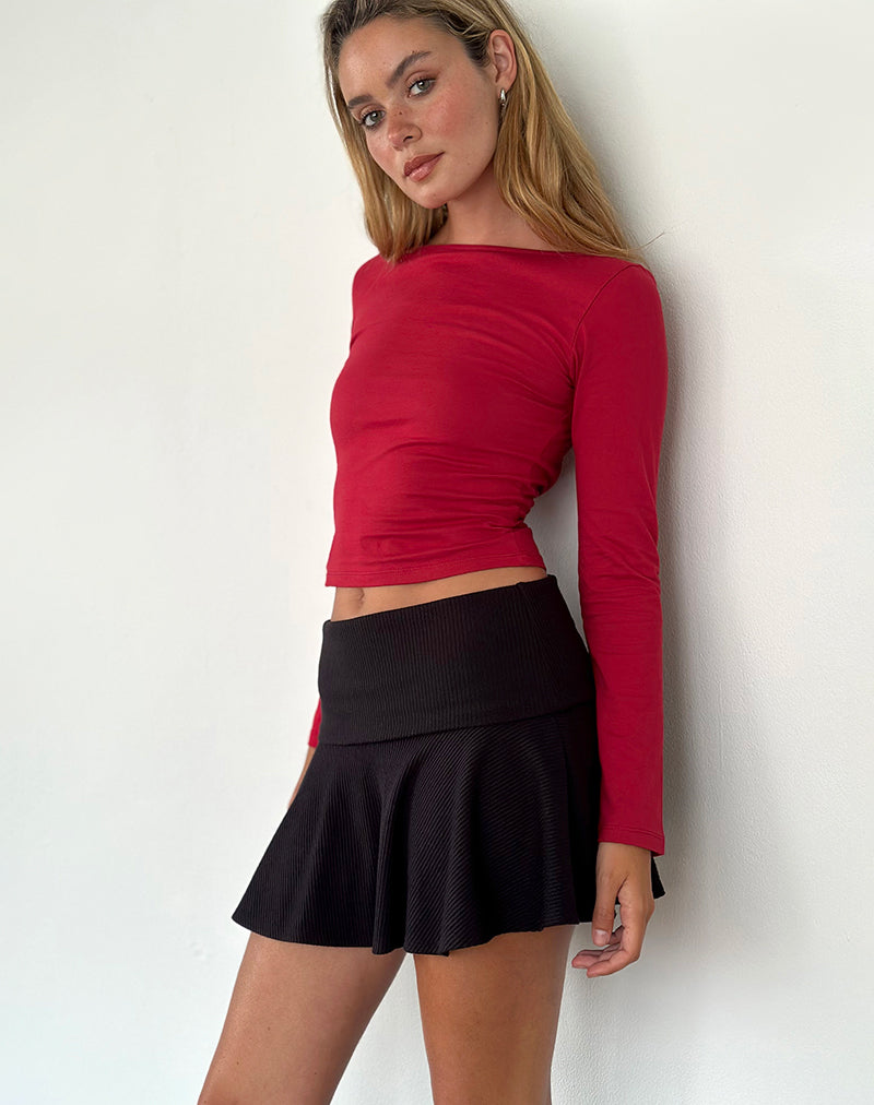 Top a maniche lunghe Amabon in rosso Adrenalina
