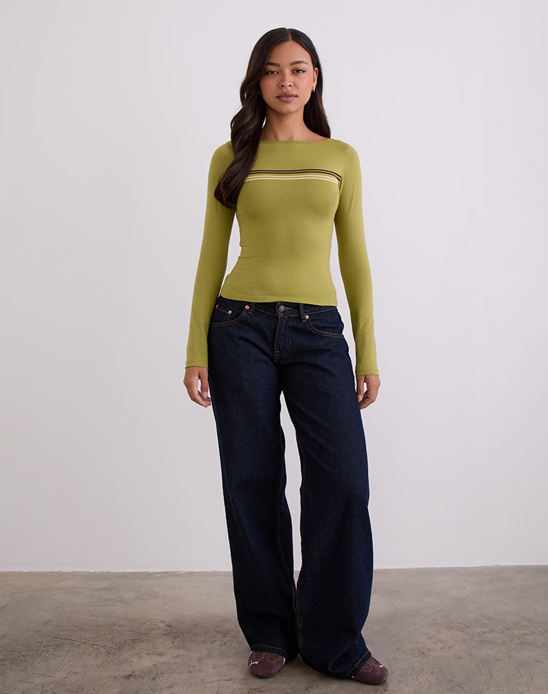 Immagine di Amabon Top a maniche lunghe a righe verde cress