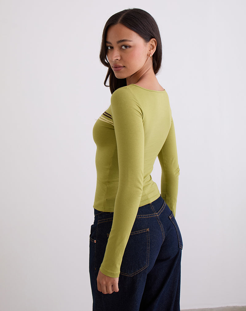 Immagine di Amabon Top a maniche lunghe a righe verde cress