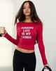 Immagine di Amabon Top a maniche lunghe in rosso Adrenalina con slogan Running Late
