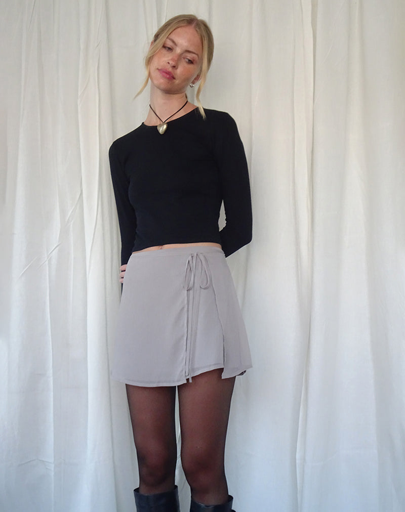 Gonna a portafoglio Keira in chiffon grigio lilla