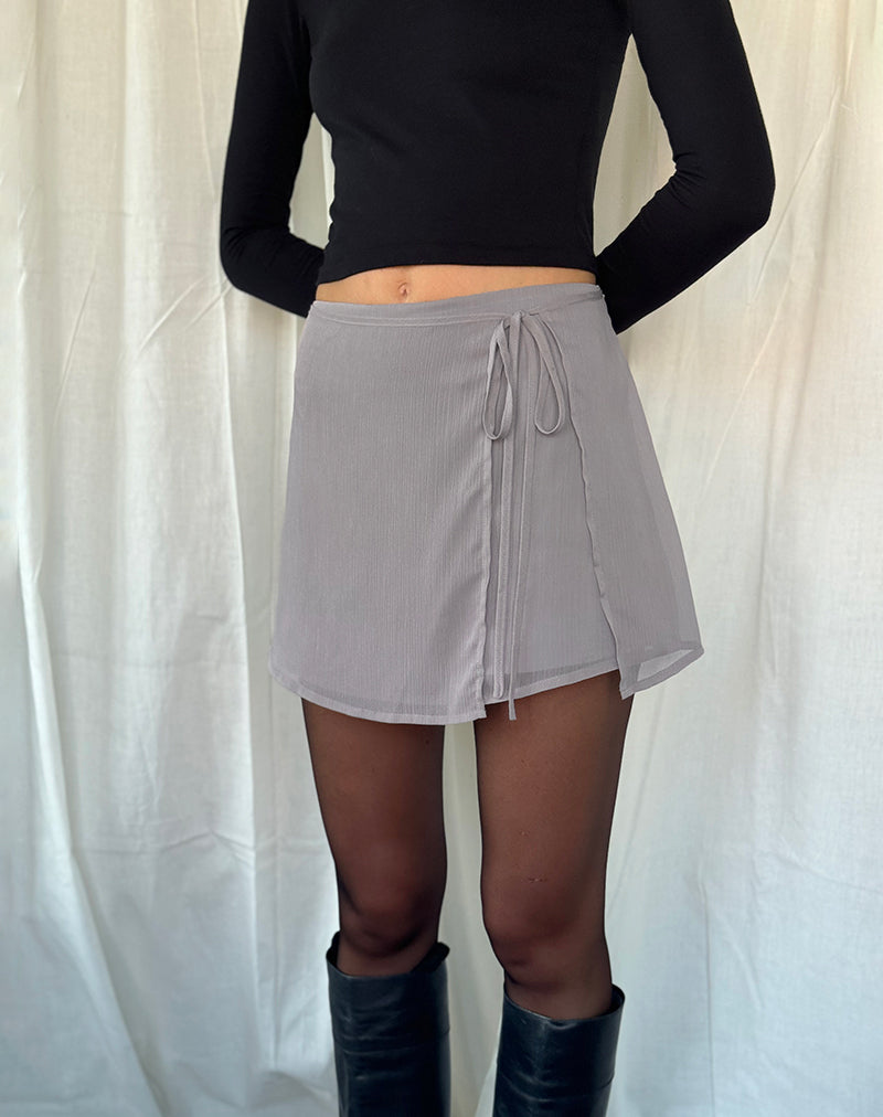 Immagine di Keira Mini Wrap Skirt in chiffon Lilla Grigio