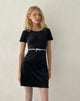 Immagine di Amanda Mini Dress in velluto nero con finiture bianche e fiocco
