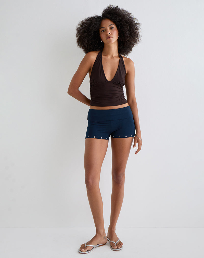 Immagine di Amane Foldover Short in jersey di rayon Navy