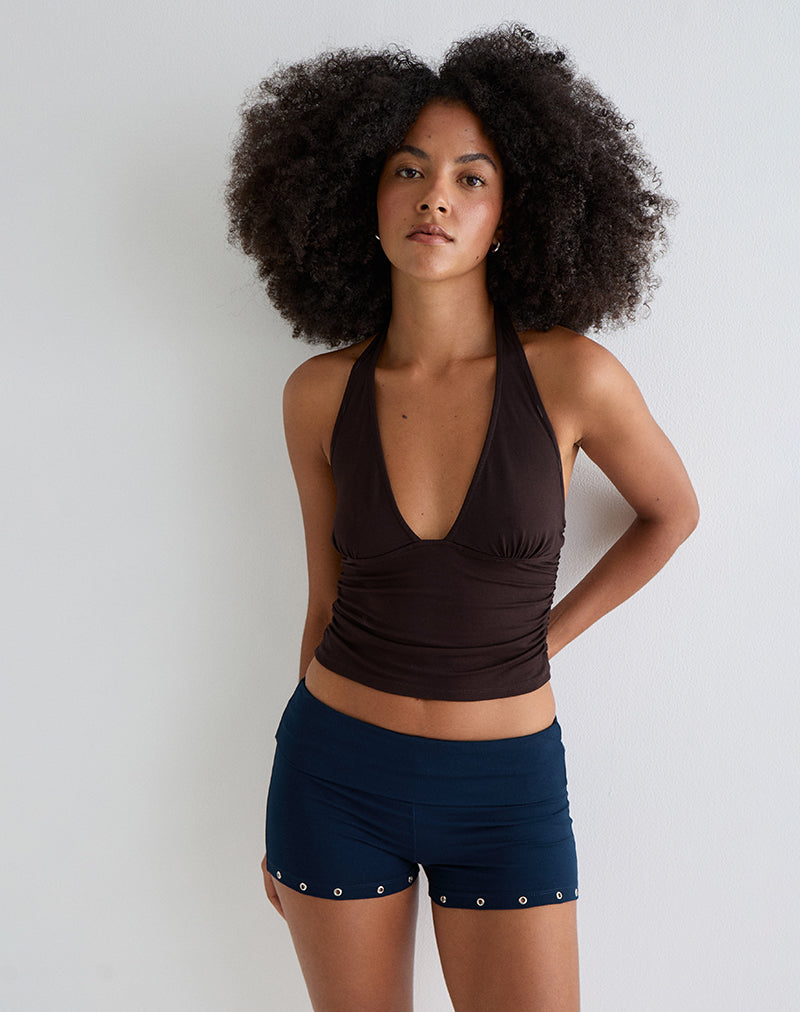 Immagine di Amane Foldover Short in jersey di rayon Navy