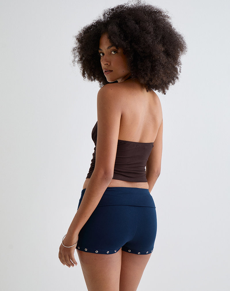 Immagine di Amane Foldover Short in jersey di rayon Navy