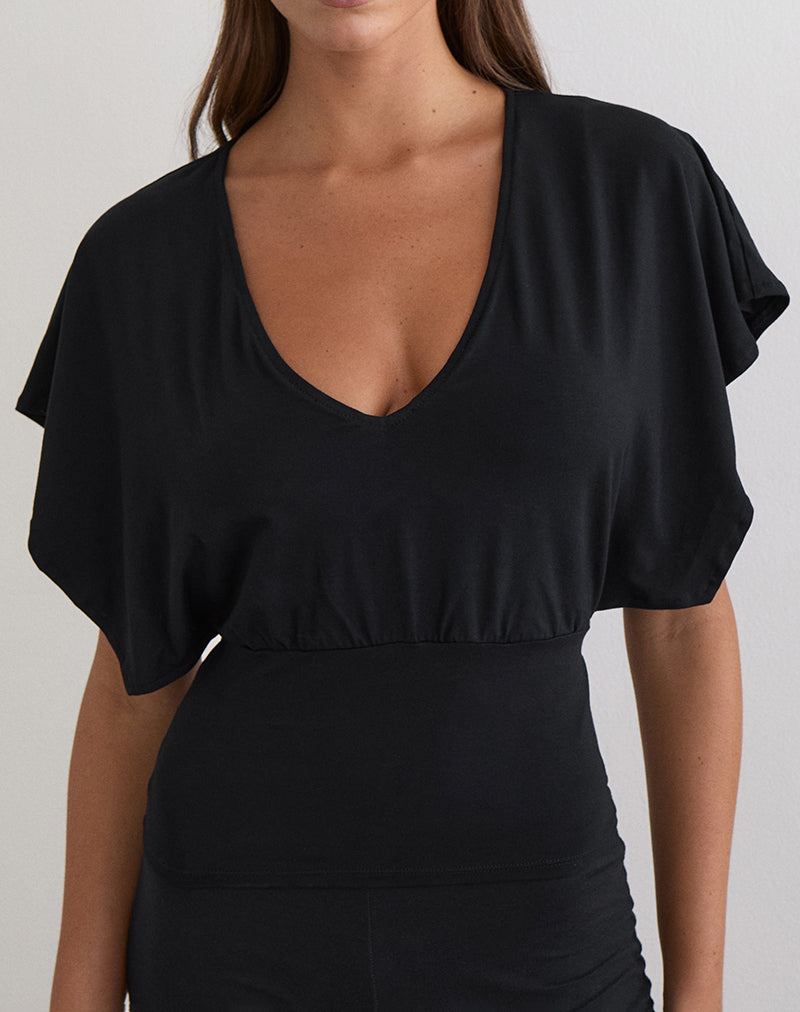 Amarata Batwing Top in Rayon Jersey Black