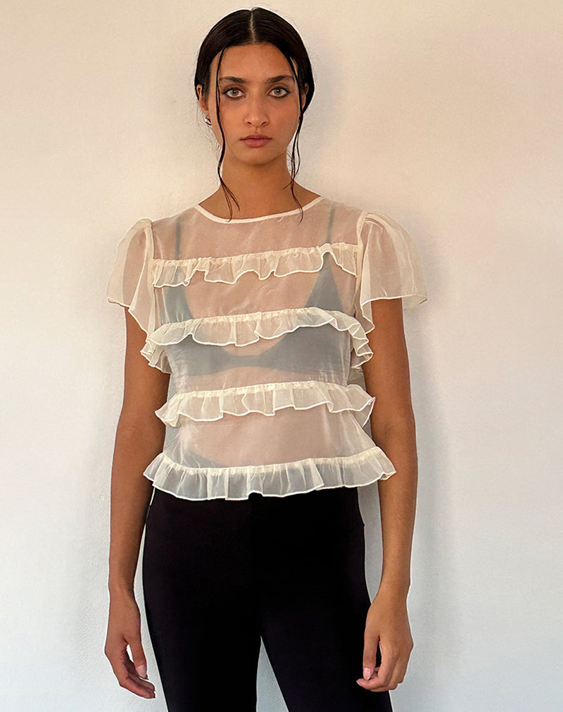 Immagine di Amarissa Top con volant in chiffon avorio