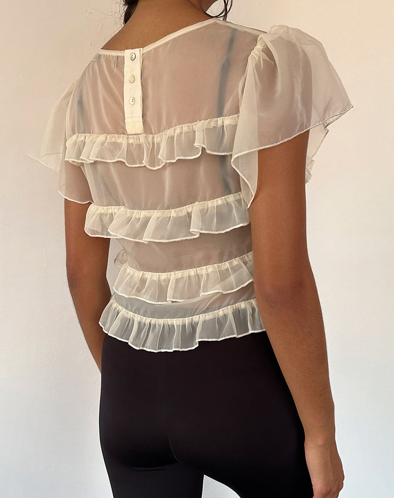 Immagine di Amarissa Top con volant in chiffon avorio