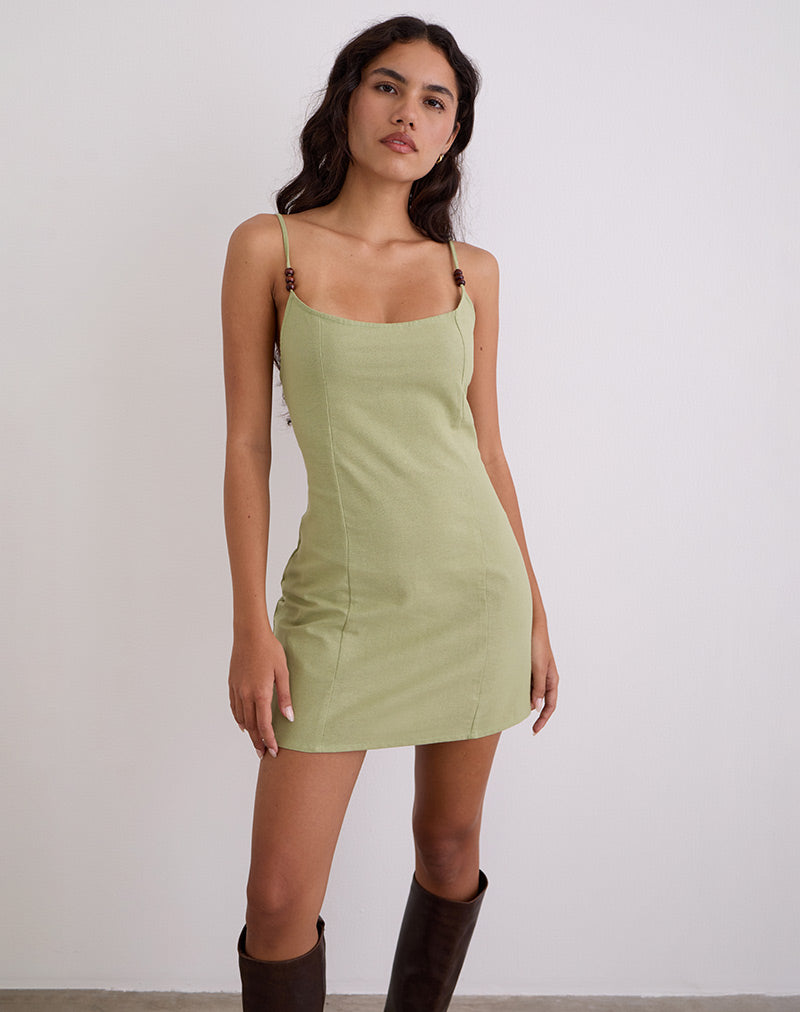 Immagine di Ambra Mini Dress Scoop in verde salvia