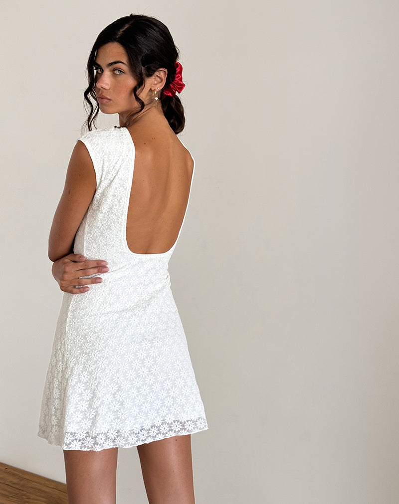 immagine di Ambu Mini Dress in pizzo floreale avorio