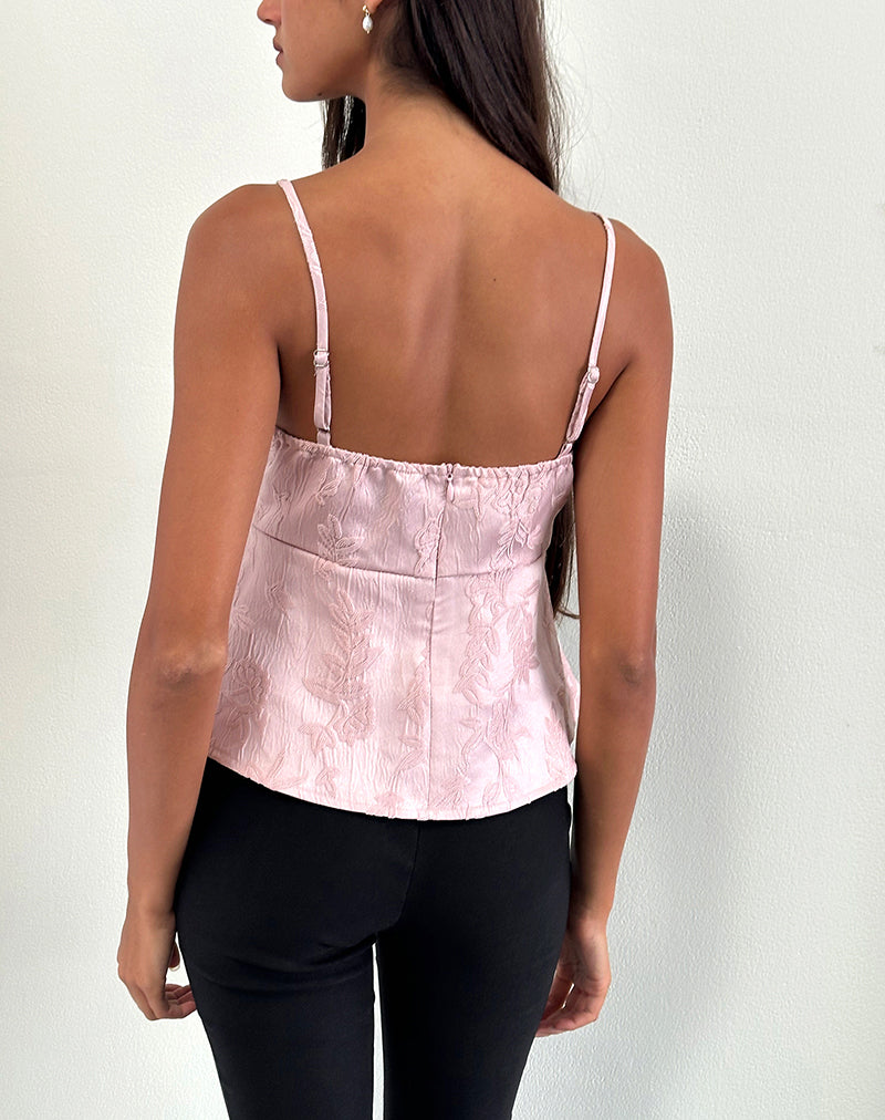 Immagine di Amerta Cami Top in raso jacquard rosa baby