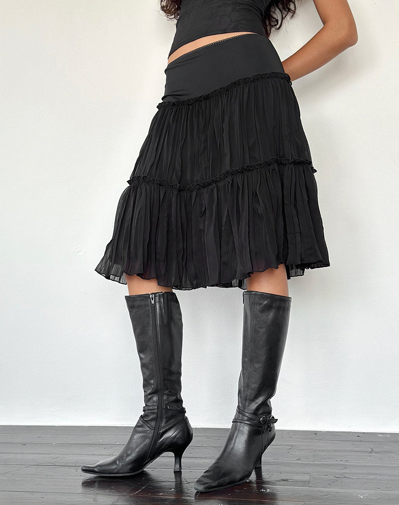 Immagine di Anahita Gonna a pieghe in chiffon nero