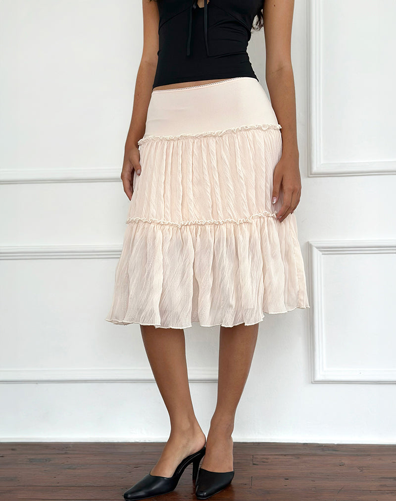 Immagine di Anahita Gonna a pieghe in chiffon Crema di burro
