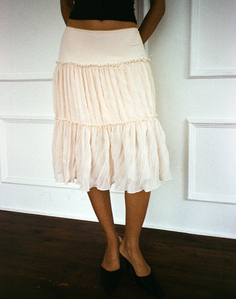 Immagine di Anahita Gonna a pieghe in chiffon Crema di burro