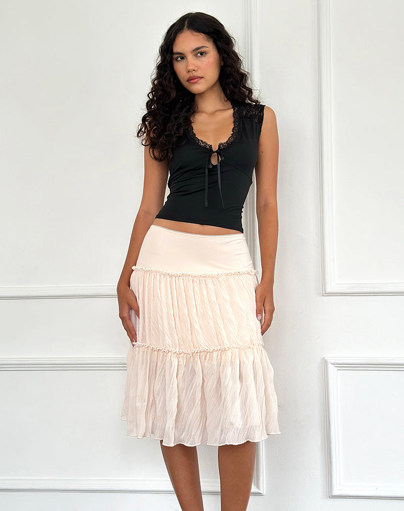 Immagine di Anahita Gonna a pieghe in chiffon Crema di burro