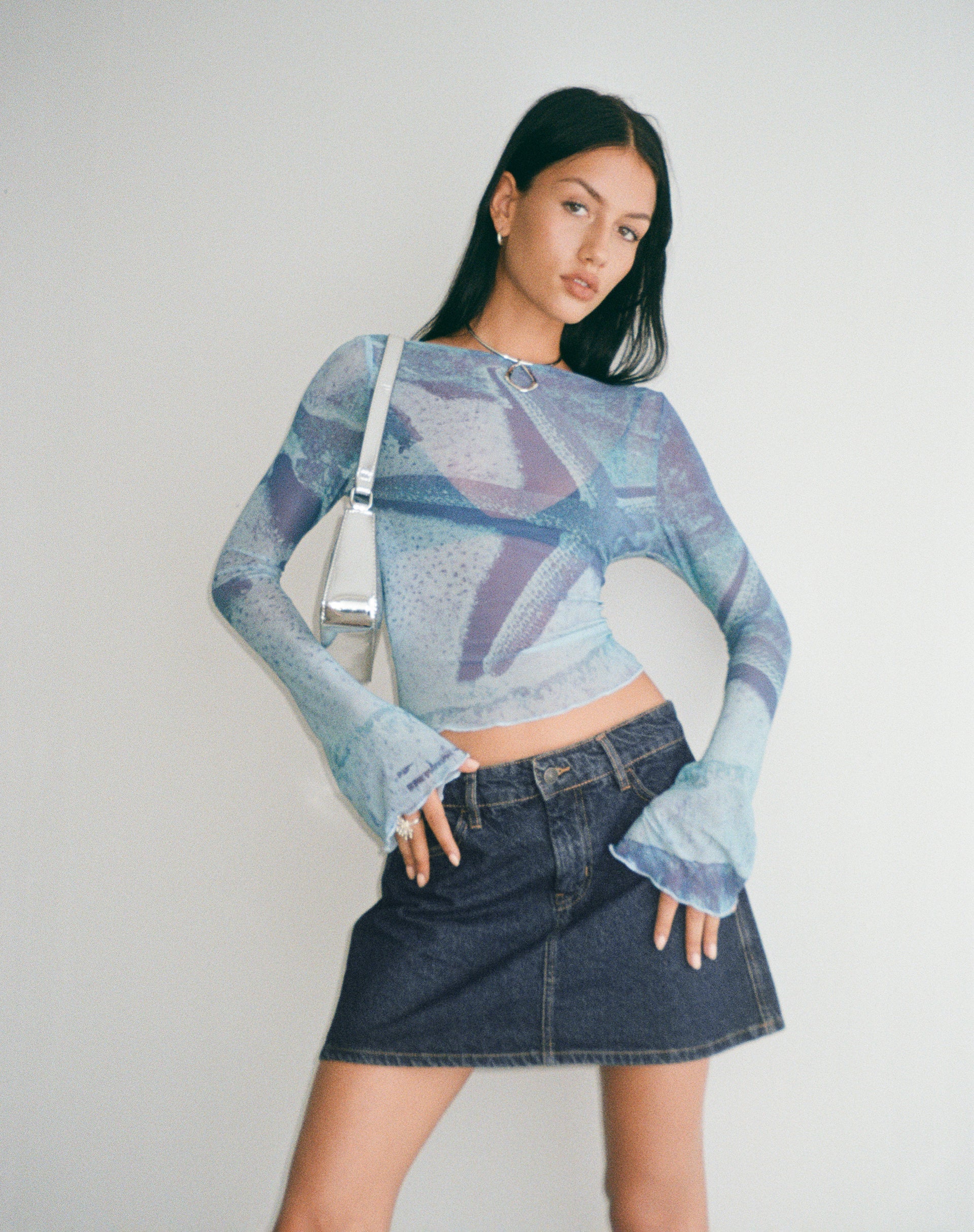 Immagine di Gonna Mini A-Line in Denim Indaco