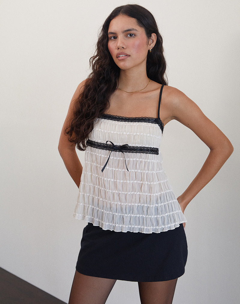 Immagine di Ancika Cami Top in chiffon testurizzato Avorio