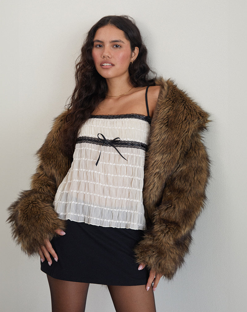 Immagine di Ancika Cami Top in chiffon testurizzato Avorio