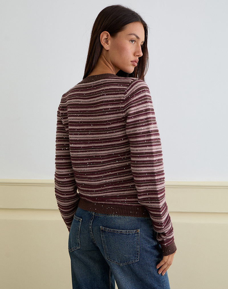 Immagine di Aniha Top in maglia glitterata a righe viola