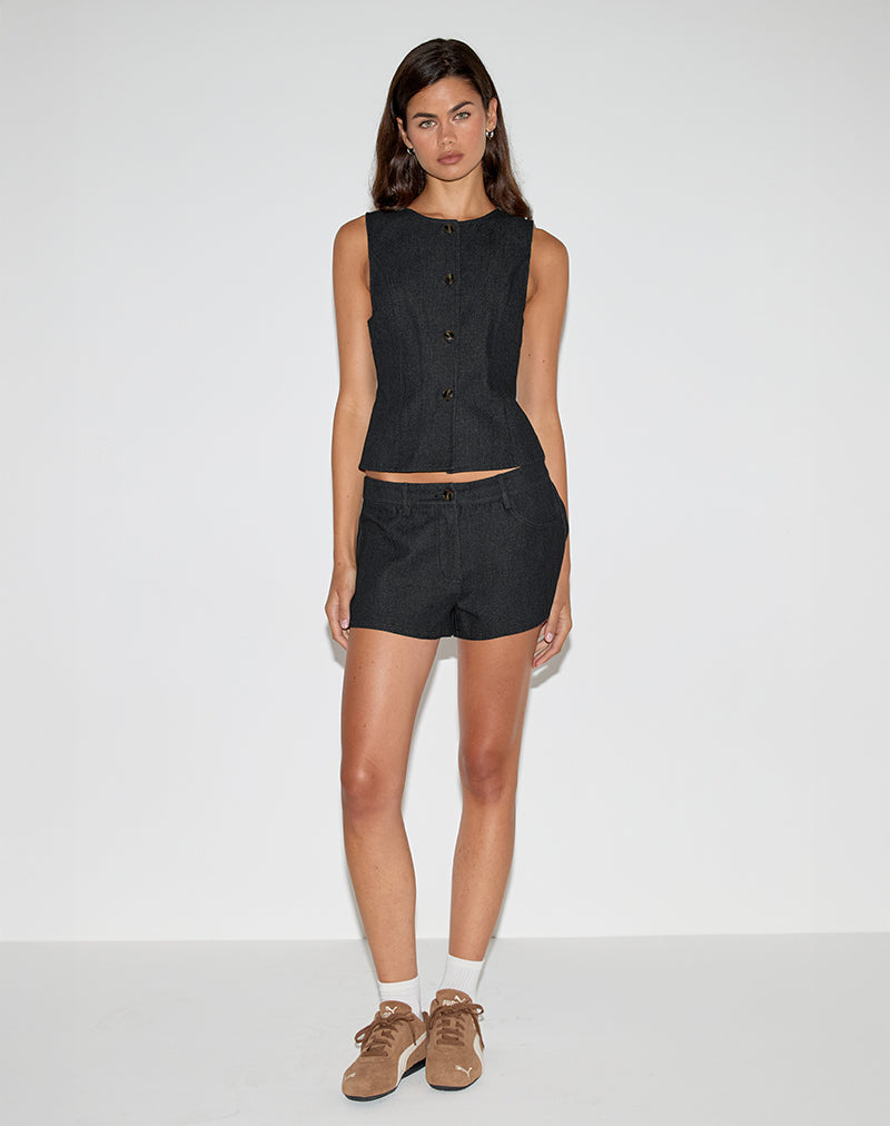 Immagine di Anila Button Through Vest in Denim Indaco