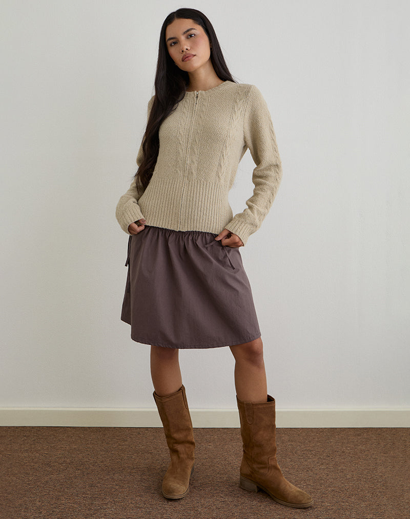 Cardigan Anitra in maglia a cavi beige