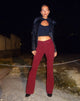 Immagine dei jeans Bootleg a vita bassa in corda marrone