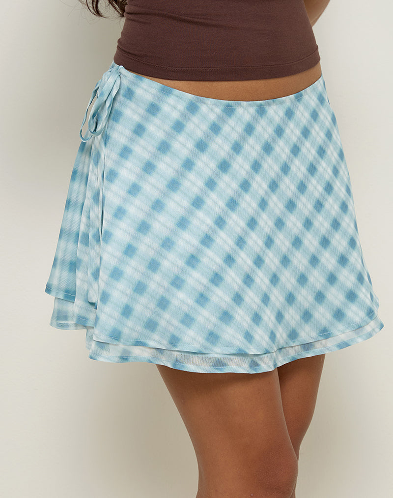 Immagine di Anora Mini Gonna in Blurred Check Blu